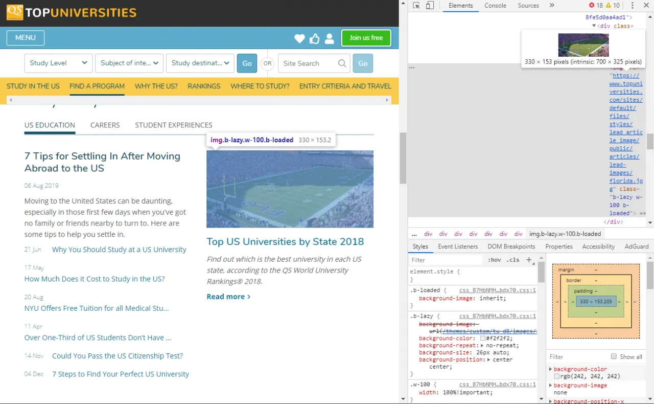 Пример неоптимального размера изображения
