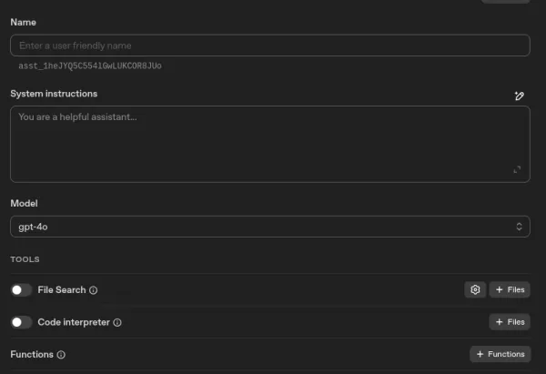 Настройки Ассистента OpenAI